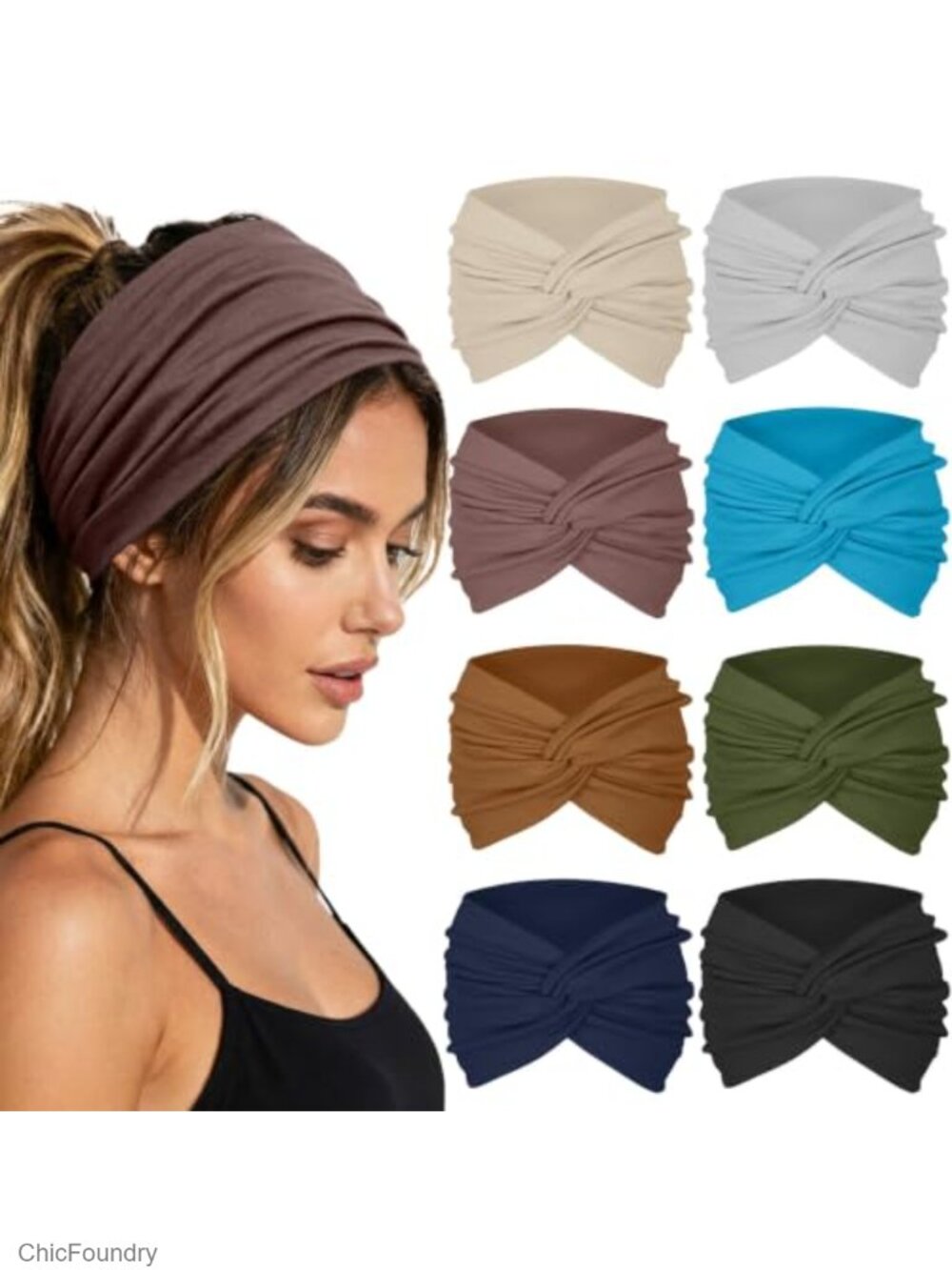 Wide Twist Headbands for Women 8 Pack Soft Stretchy